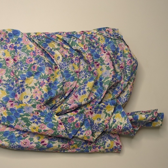 En Saison Puff Sleeve Floral Midi Dress Size Medium Cotton - Picture 6 of 17